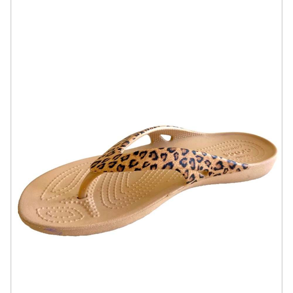 CROCS Brown and Tan Sandals with Ornate Embellishments